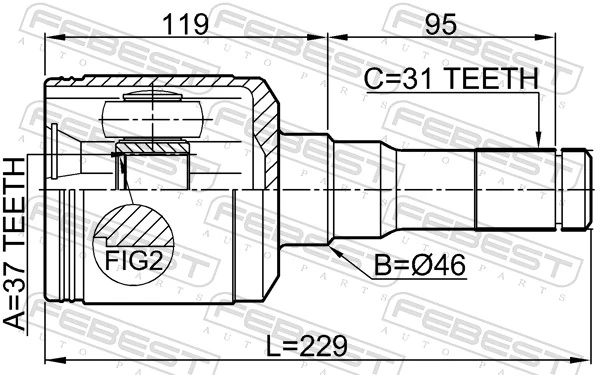 Przegub homokinetyczny wewnętrzny przedni prawy Ford Focus 3 CB8