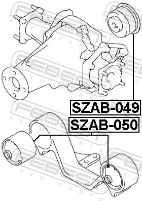 SZAB050 Febest Silentblock trawersu do mocowania tylnego reduktora przedni