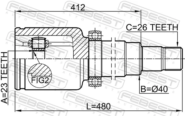 Przegub homokinetyczny wewnętrzny przedni prawy Ford Focus 2 DA, FFS, DS