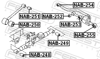 NAB253 Febest Silentblock drążka poprzecznego (zawieszenia tylnego)