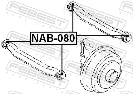 NAB080 Febest Silentblock tylnego wahacza poprzecznego