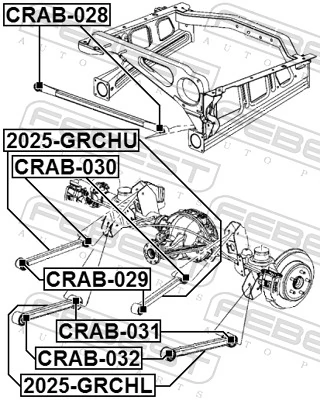 CRAB029 Febest Silentblock wahacza podłużnego tylnego górnego
