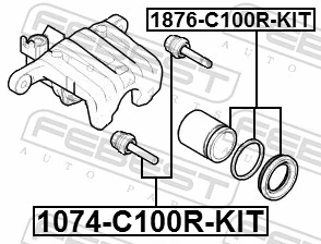 1074C100RKIT Febest Prowadnica zacisku tylnego