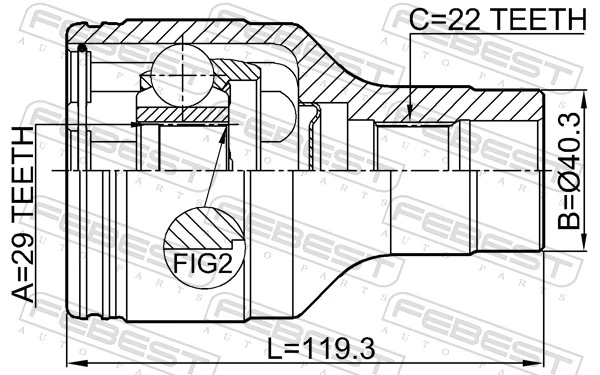 Przegub homokinetyczny przedni wewnętrzny do Suzuki Ignis II FH