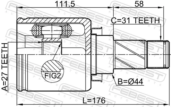 Przegub homokinetyczny wewnętrzny przedni lewy do Land Rover Freelander L359