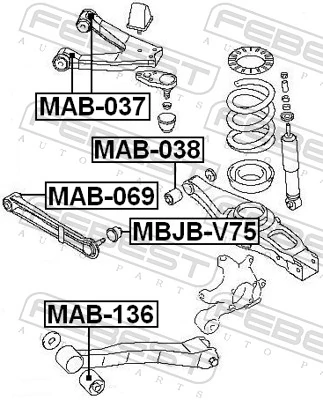 MAB136 Febest Silentblock wahacza podłużnego tylnego dolnego