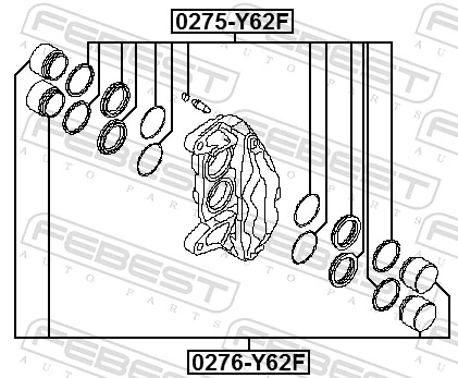 Zestaw naprawczy zacisku hamulcowego przedniego do Nissan Patrol  Y62