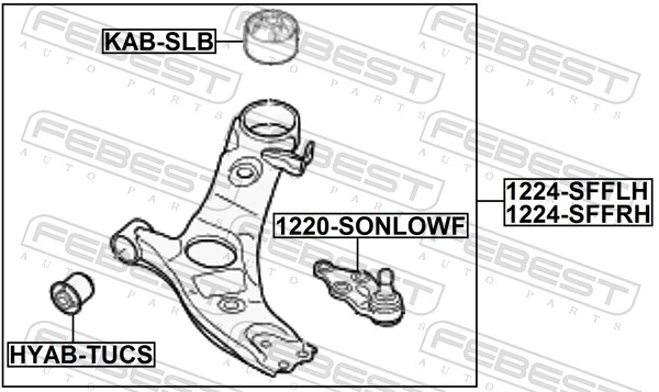Wahacz zawieszenia przedniego dolny prawy do KIA Sorento II XM
