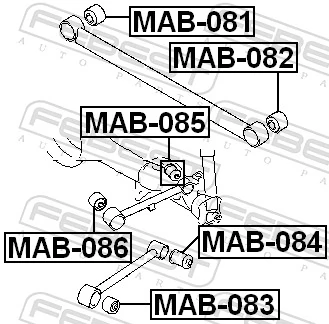 MAB085 Febest Silentblock wahacza podłużnego tylnego górnego
