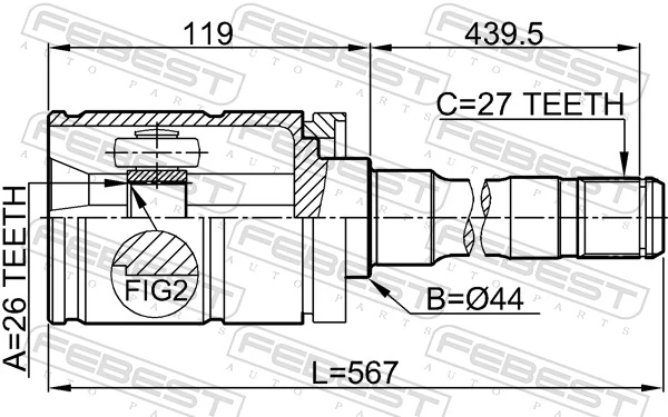 Przegub homokinetyczny przedni wewnętrzny BMW X5 SUV (F15, F85) (2013 - 2018) cena, od 70,81 USD
