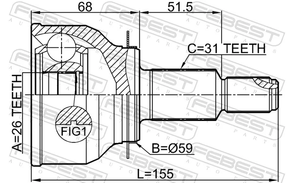 Przegub homokinetyczny przedni zewnętrzny do Mazda 6  GJ, GL