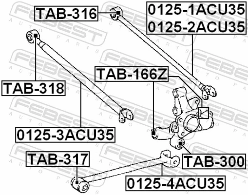 TAB166Z Febest Silentblock czopu tylnego