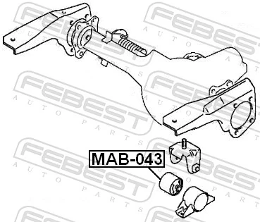 MAB043 Febest Silentblock trawersu do mocowania przedniego reduktora lewy