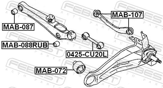 MAB088RUB Febest Silentblock wahacza poprzecznego tylnego zewnętrzny