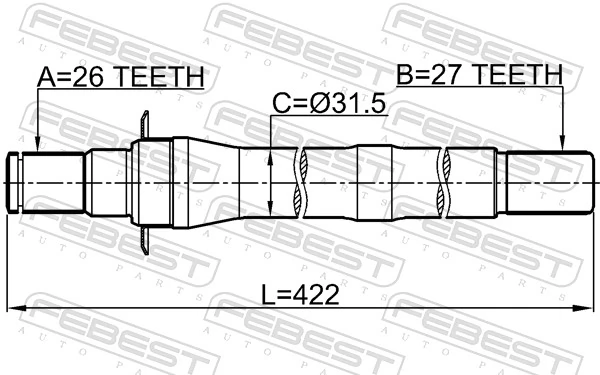 1212IX35AT4WD Febest Wał napędowy półosi pośredni