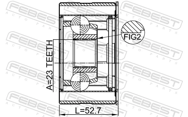 0411CU2WSHA Febest Przegub homokinetyczny przednni wału Cardana przedniego