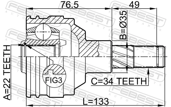  Przegub homokinetyczny przedni wewnętrzny Daewoo Espero 