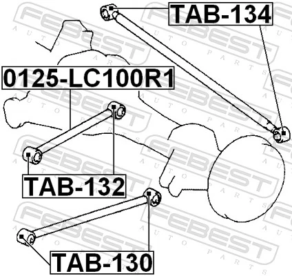 TAB130 Febest Silentblock tylnego drążka podłużnego