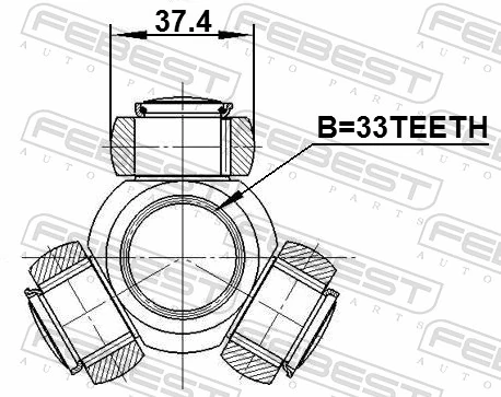 Przegub homokinetyczny wewnętrzny trójramienny do Mitsubishi Lancer X SPORTBACK CX_A