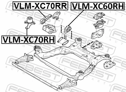 VLMXC70RH Febest Poduszka (podpora) silnika przednia