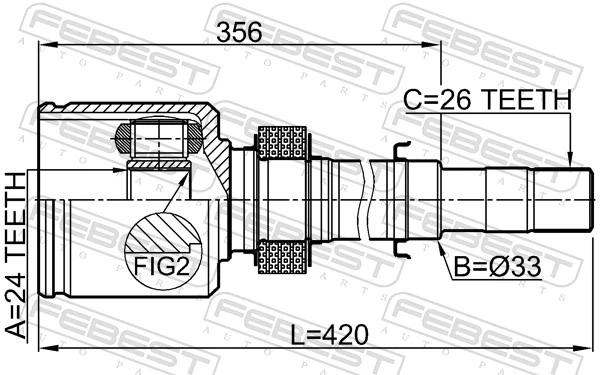 Przegub homokinetyczny wewnętrzny przedni prawy do Nissan Tiida  C11X