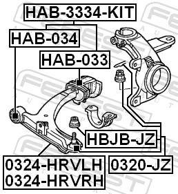 HAB034 Febest Silentblock przedniego wahacza dolnego