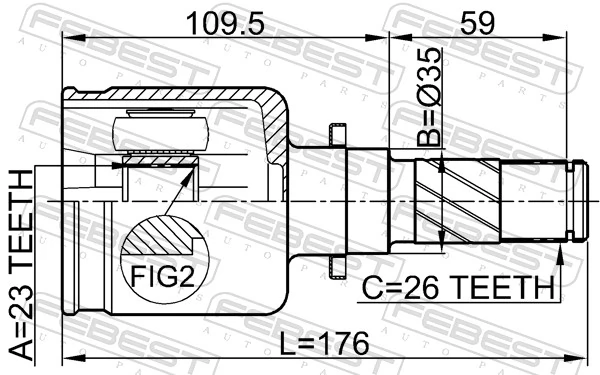 GG2522620A Mazda Przegub homokinetyczny wewnętrzny przedni lewy