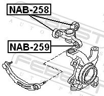 NAB258 Febest Silentblock czopu przedniego (zwrotnicy)