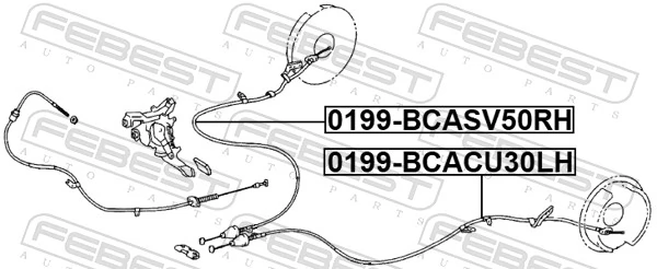 0199BCACU30RH Febest Linka hamulca ręcznego tylna prawa