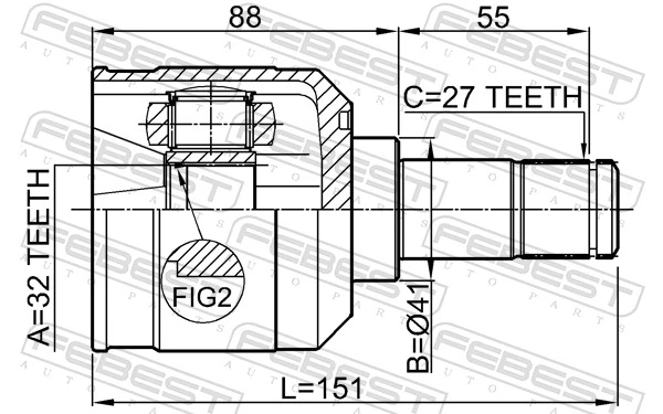 Przegub homokinetyczny przedni wewnętrzny do Mitsubishi Lancer X CY_A, CZ_A