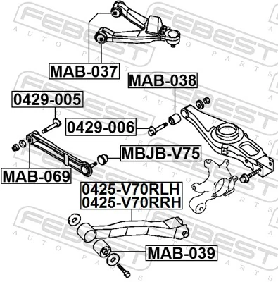 MAB039 Febest Silentblock wahacza podłużnego tylnego dolnego