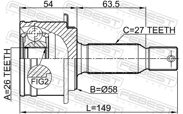 0410CWRR Febest Przegub homokinetyczny zewnętrzny tylny
