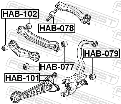 HAB079 Febest Silentblock czopu tylnego