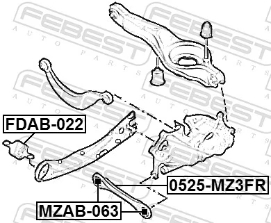FDAB022 Febest Silentblock tylnego wahacza podłużnego przedni