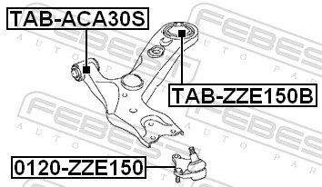 TABZZE150B Febest Silentblock przedniego wahacza dolnego