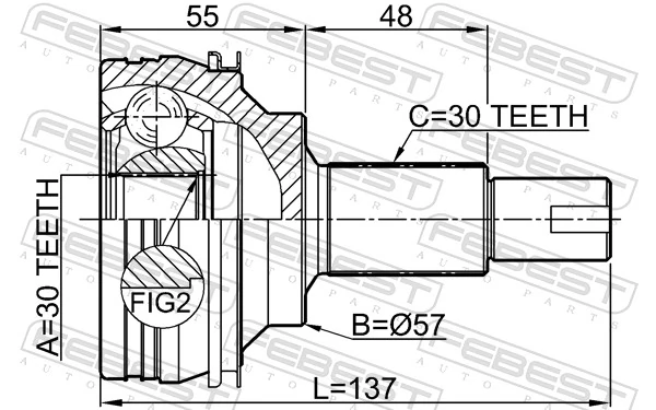 Przegub homokinetyczny przedni zewnętrzny Lexus GS S19