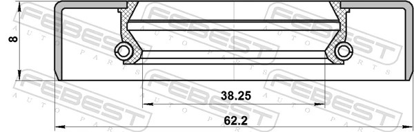95GBY40620808C Febest Uszczelniacz półosi prawej mostu przedniego
