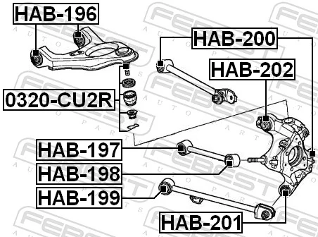 HAB202 Febest Silentblock czopu tylnego
