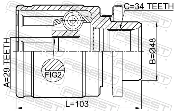 Przegub homokinetyczny wewnętrzny przedni lewy do Mitsubishi Pajero PININ H60, H70