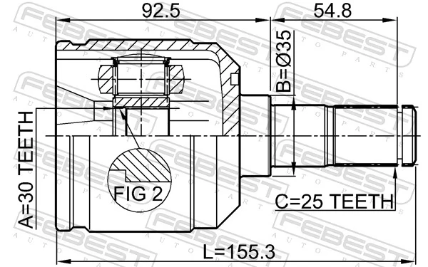 Do koszyka Przegub homokinetyczny przedni wewnętrzny Mitsubishi Lancer V CB, CD, CE