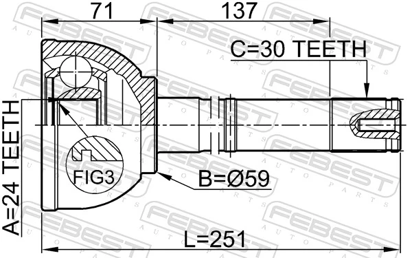 Przegub homokinetyczny przedni zewnętrzny 4340560110 Toyota