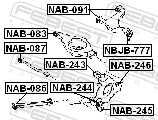 NAB086 Febest Silentblock tylnego wahacza podłużnego przedni