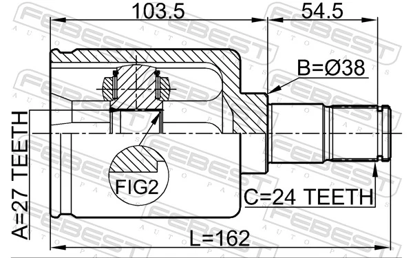 Przegub homokinetyczny wewnętrzny przedni prawy Mercedes C S203
