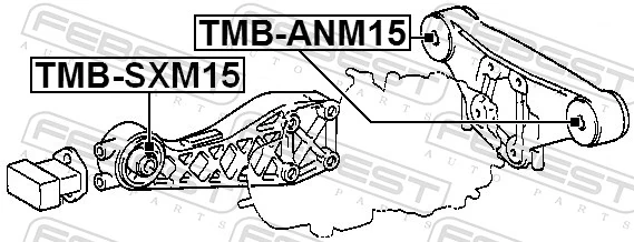 TMBSXM15 Febest Silentblock trawersu do mocowania tylnego reduktora przedni