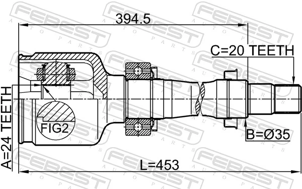 Przegub homokinetyczny wewnętrzny przedni prawy Toyota Avensis I sedana (T22) (1997 - 2003) cena, od 93,76 USD
