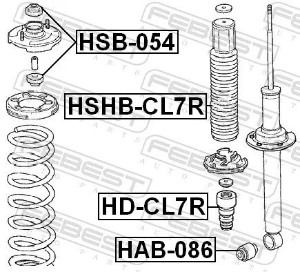 HAB086 Febest Silentblock amortyzatora tylnego