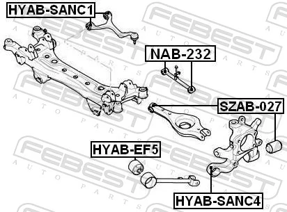 SZAB027 Febest Silentblock wahacza tylnego dolnego