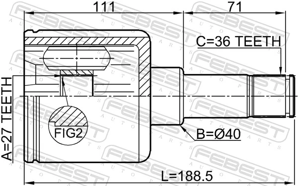 Przegub homokinetyczny wewnętrzny przedni lewy Ford Transit V awangarda (V184/5) (2000 - 2006) cena, od 50,60 USD