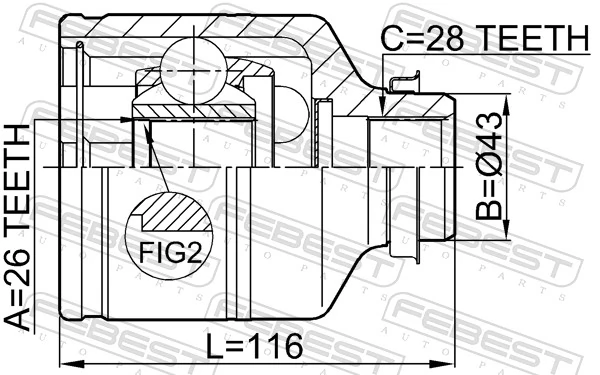 Przegub homokinetyczny wewnętrzny przedni prawy do KIA Carnival II GQ