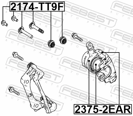 23752EAR Febest Zestaw naprawczy zacisku hamulcowego tylnego